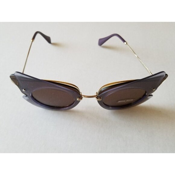 NEW AUTH MIU MIU CAT EYE LILAC YELLOW BROWN LENCES SUNGLASSES 0MU 02SS  ITALY - Picture 6 of 8